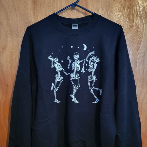 Unisex Halloween Dancing Skeletons Under The Moon Sweatshirt - Picture 1 of 1
